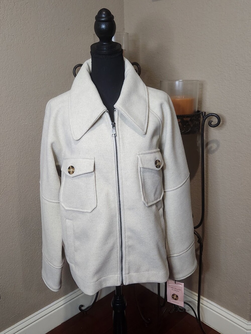Avec Les Filles Anthro Cozy Shacjet Zip-Front with Button Flap Pockets Size XL